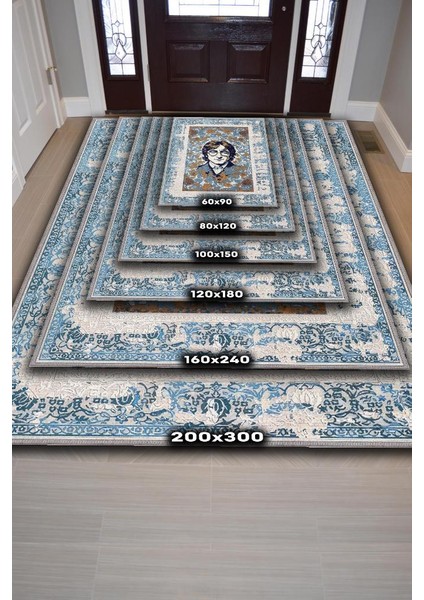 John Lennon ,Modern Çiçek Desenli Art Deco Vintage Halı,Çok Renkli Maksimalist Halı