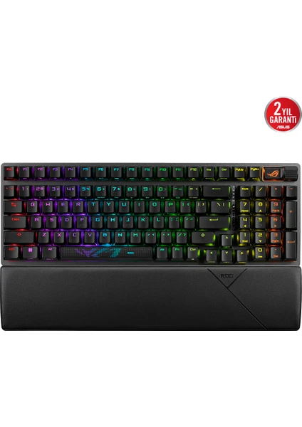 ASUS ROG STRIX SCOPE II 96 Wireless Q TR Oyuncu Klavyesi 3 Farklı Bağlantı (2.4GHz RF, BT, Kablolu) ROG NX SNOW Mekanik Switch AURA SYNC RGB, Bilek destekli