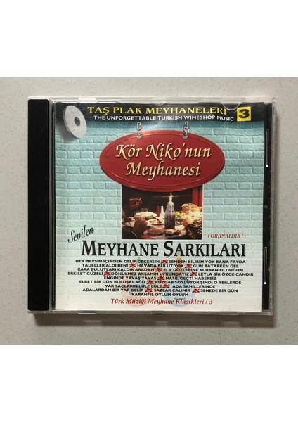 Kör Niko'nun Meyhanesi Sevilen Meyhane Şarkılar CD (Orjinal Dönem Baskı)