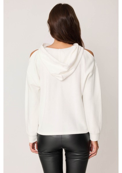 Omuz Dekolteli Kanguru Cep Kapüşonlu Sweatshirt indirimleri