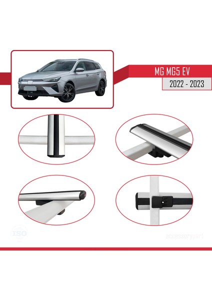 Mg Mg5 Ev 2022 ve Sonrası ile Uyumlu Basıc Model Ara Atkı Tavan Barı Gri