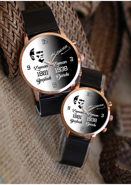 Çift Saatleri Kemal Atatürk Imzası ve Silueti Sevgili Saati Zaman Durdu Çift Kol Saatleri