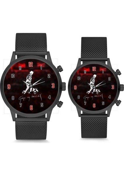 Çift Saatleri Sevgili Saati Siyah Gazi Mustafa Kemal Atatürk Çift Kol Saati