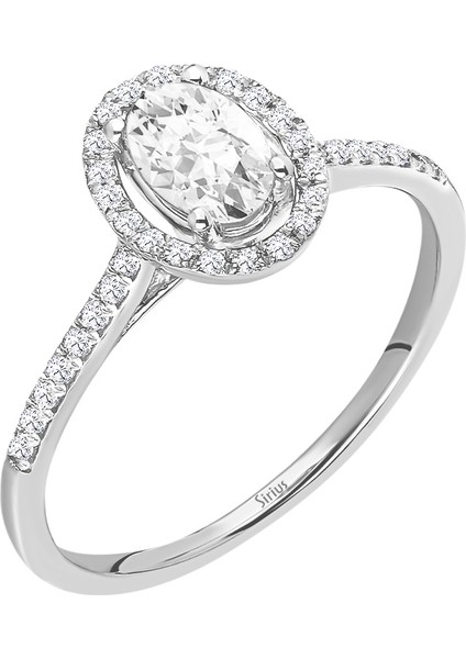 Pırlanta ve Oval Beyaz Topaz Taşlı Arusha Yüzük 0423R0212