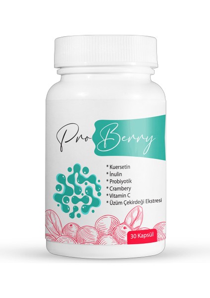 Proberry 30 Kapsül (Probiyotik, Turna Yemişi Ekstresi, Kuersetin Ve Inülin Içeren Gıda Takviyesi)