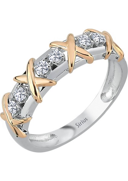 Pırlanta Taşlı Avangart Yarım Tur Yüzük 0447R0063