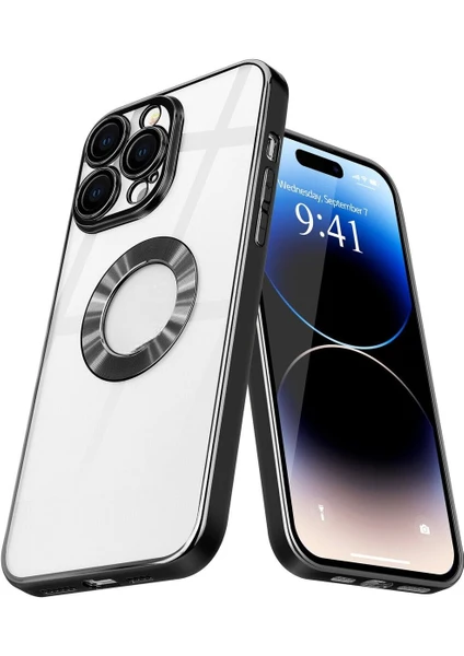 Apple iPhone 12 Pro Kılıf Logo Gösteren Parlak Kenarlı Kamera Lens Korumalı Şeffaf Omega Silikon Kapak