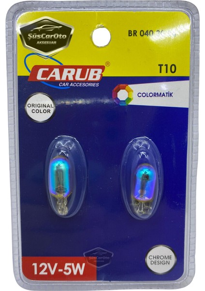 Carub Diadem Ampul Krom Amber Park Ampulü T10 WY5W 12V Turuncu Işık Colormatik 2'li Takım