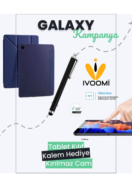 Samsung Galaxy Tab S6 Lite P610 Kalem Bölmeli  Kılıf S6 Trifolding + Kırılmaz Cam & Kalem Hediye