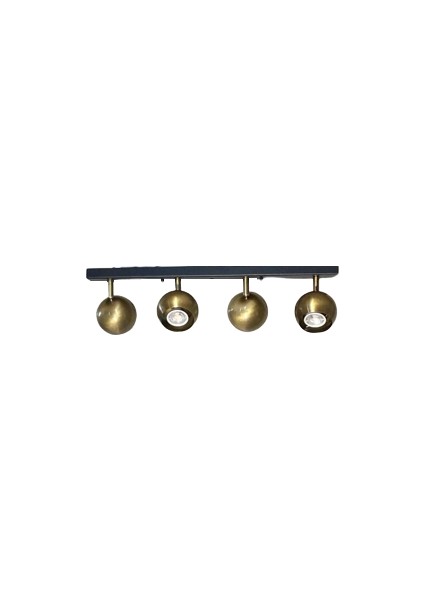 Metal Modern 4 Lü Eskitme Kaplama Masa Üstü Siyah LED Spot 180 Derece Hareketli Avize Günışığı Ampullü