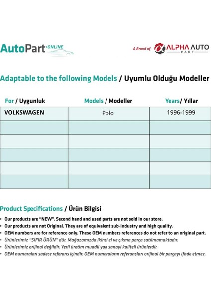Volkswagen Polo Classic Için Ön Sağ Cam Tamir Seti fiyatları
