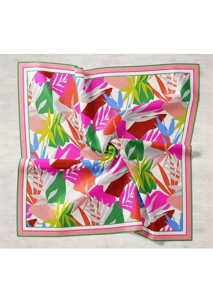 Koyu Yeşil Yaprak Desen Tivil Ipek Eşarp 11406-47 fiyatları