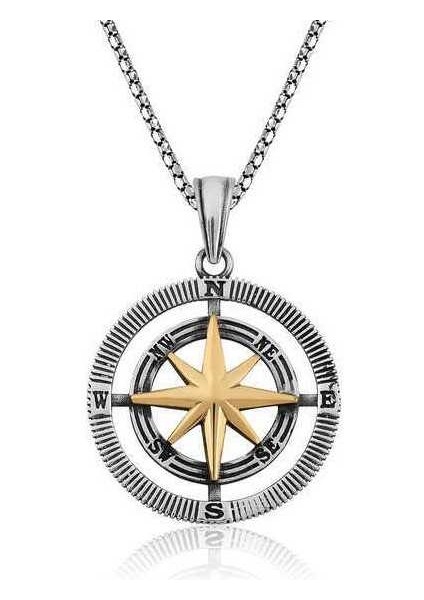 925 Ayar Gümüş Pusula Unisex Kolye fiyatları