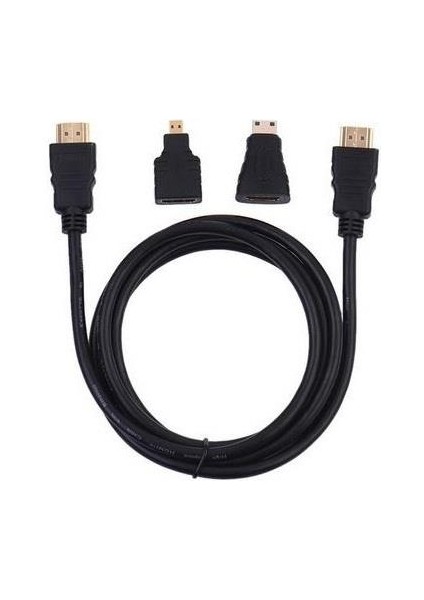 1.5 M 1.4V HDMI Kablo + Mini Micro Uç 3in1 Çevirici Dönüştürücü Adaptör Kablosu