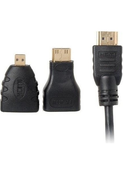 1.5 M 1.4V HDMI Kablo + Mini Micro Uç 3in1 Çevirici Dönüştürücü Adaptör Kablosu