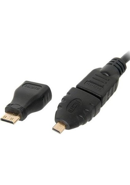 1.5 M 1.4V HDMI Kablo + Mini Micro Uç 3in1 Çevirici Dönüştürücü Adaptör Kablosu