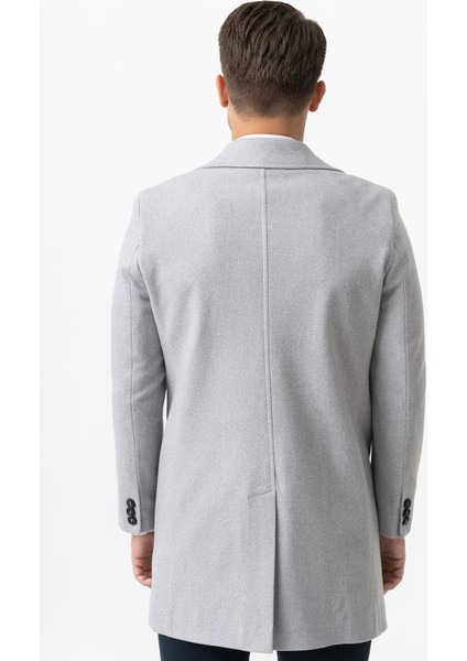 Ancona 4025-2 Düz Ceket Yaka Slim Fit Pamuklu Kaban Gri