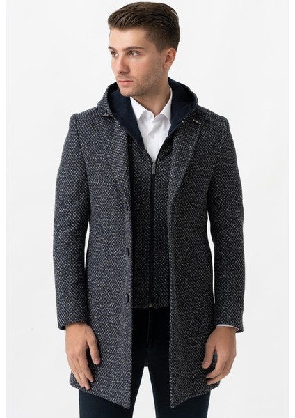 Ancona 4024 Slim Fit Kapüşonlu Ceket Yaka Pamuklu Kaban Laci
