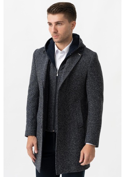 Ancona 4024 Slim Fit Kapüşonlu Ceket Yaka Pamuklu Kaban Laci