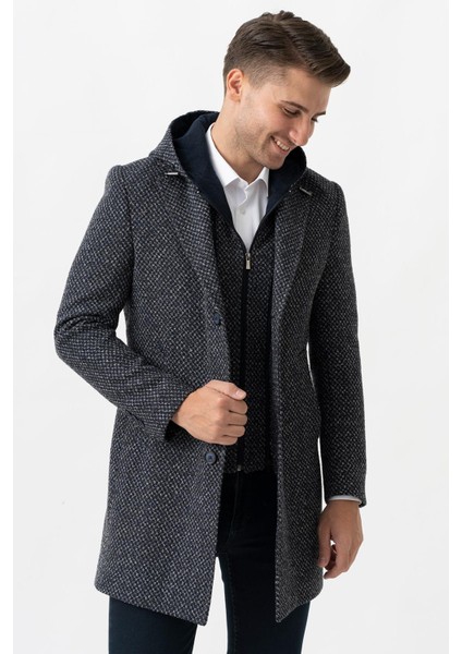 Ancona 4024 Slim Fit Kapüşonlu Ceket Yaka Pamuklu Kaban Laci