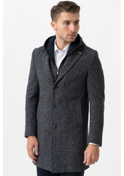 Ancona 4024 Slim Fit Kapüşonlu Ceket Yaka Pamuklu Kaban Laci