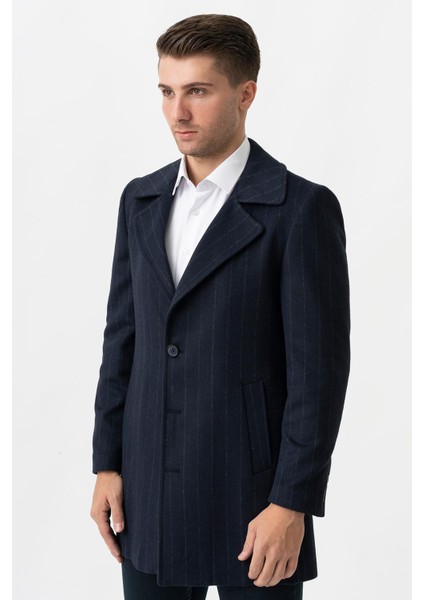Bolzano 4019 Geniş Yaka Slim Fit Yünlü Kemerli Kaban Çizgili Laci fiyatları