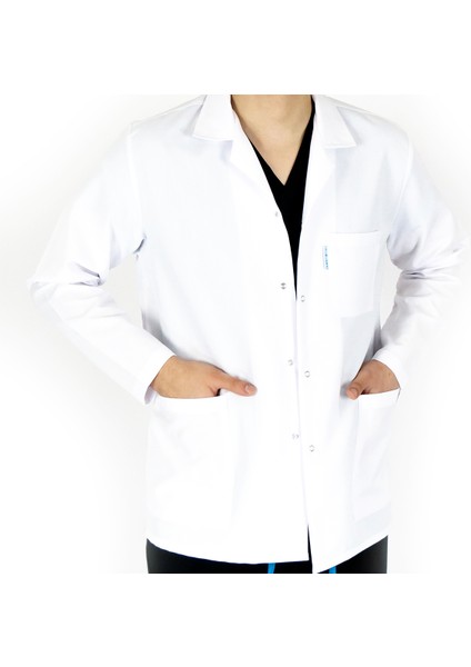 Beyaz Önlük Erkek Uzun Kol Ceket Boy Normal Yaka Doktor Hemşire Öğretmen Önlüğü Beyaz