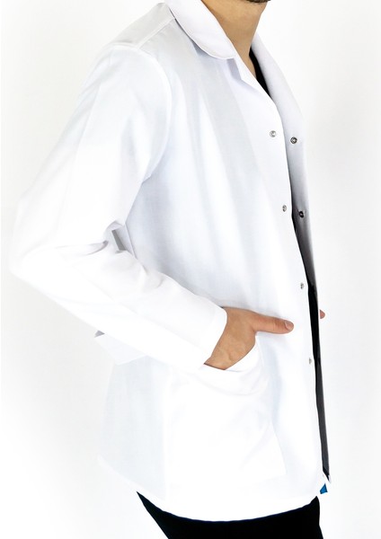 Beyaz Önlük Erkek Uzun Kol Ceket Boy Normal Yaka Doktor Hemşire Öğretmen Önlüğü Beyaz