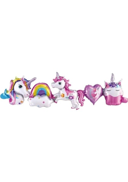 Gökkuşağı - Unicorn Doğum Günü Zincir Balon Set