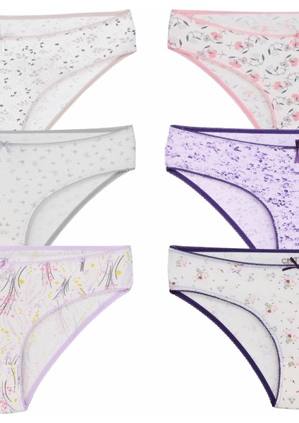 Kadın 6'lı Bikini Külot Karışık Renkli Çiçek Desenli fiyatları