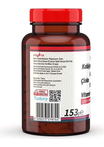 90 Tablet Kalsiyum Magnezyum Potasyum Çinko Vitamin D3 Vitamin K2 modelleri
