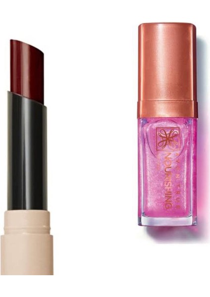 Tinted Lip Balm Renkli Dudak Balmı Plum ve Avon True Dudak Bakım Yağı Shimmering Petal 7ml 2li Set