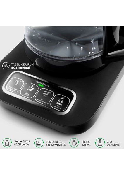 Çaysever Pro Damıtma Tekniği ,konuşan Otomatik Mama Suyu , Çay , Filtre Kahve Demleme Makinesi 2500W