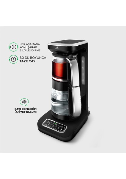 Çaysever Pro Damıtma Tekniği ,konuşan Otomatik Mama Suyu , Çay , Filtre Kahve Demleme Makinesi 2500W