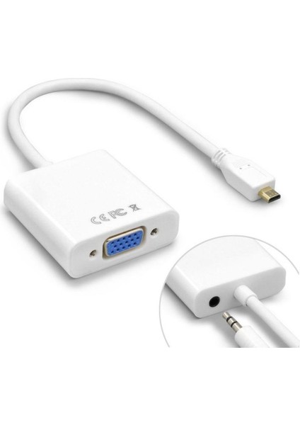 Micro HDMI To VGA Çevirici Dönüştürücü Adaptör (Ses Destekli)
