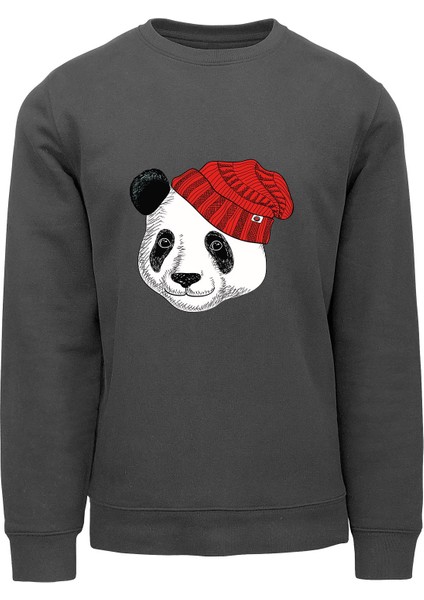 Ada Bebek Çocuk Oversize Şapkalı Panda Baskılı Çocuk Sweatshirt