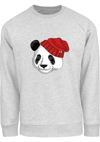 Ada Bebek Çocuk Oversize Şapkalı Panda Baskılı Çocuk Sweatshirt