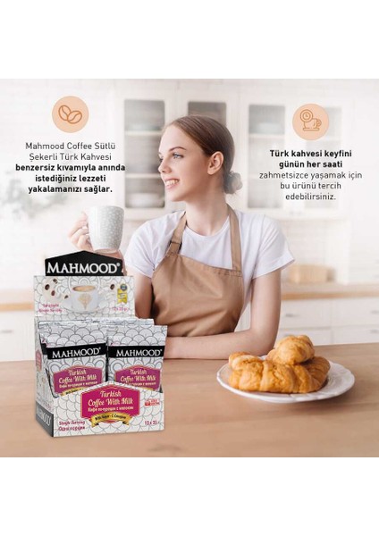 Mahmood Coffee Sütlü Şekerli Hazır Türk Kahvesi 12 Adet X 25 gr