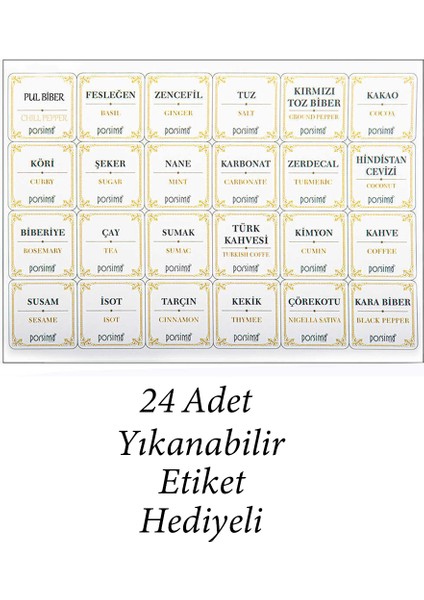 Çok Amaçlı Etiketli Baharatlık Kahvaltılık Kapaklı Saklama Kabı Şeffaf 600 cc 12'li
