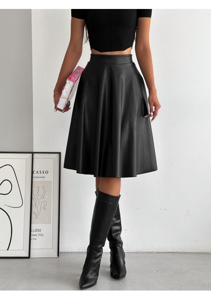 Yüksek Bel,içi Şardonlu,beli Lastikli,deri Kroşe Etek K0034 modelleri