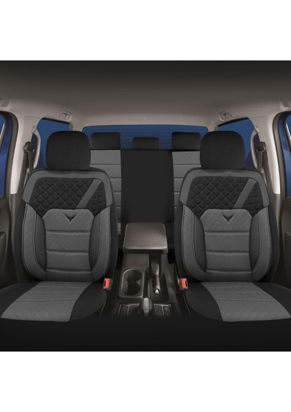 K1 - Fiat Fiorino ile Uyumlu Koltuk Kılıfı, Tam Takım/gri-Siyah modelleri