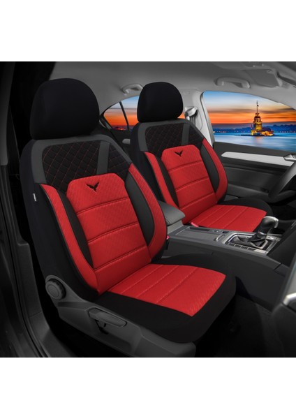 K1 - Skoda Octavia ile Uyumlu Koltuk Kılıfı, Tam Takım/kırmızı-Siyah fiyatları