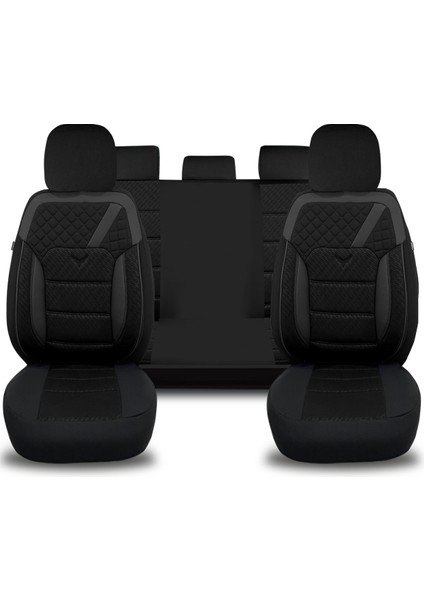 K1 - Jeep Compass ile Uyumlu Koltuk Kılıfı, Tam Takım/siyah