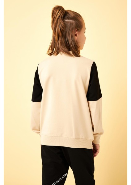 Garnili Ara Biyeli Erkek Çocuk Sweatshirt Taş modelleri