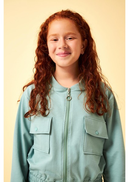 Cep Detaylı Mevsimlik Kız Çocuk Okul Takımı Çağla modelleri