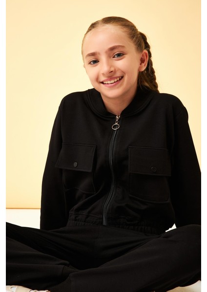 Cep Detaylı Mevsimlik Kız Çocuk Okul Takımı Siyah indirimleri