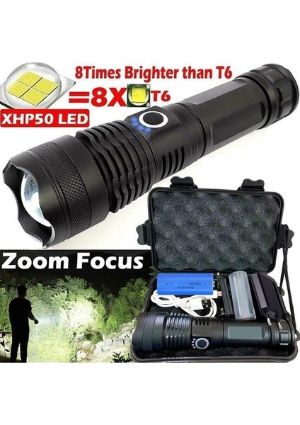 LED El Feneri Güçlü USB 25000LM XHP50 Yakınlaştırma Kayıt 1001. (Yurt Dışından) fiyatları