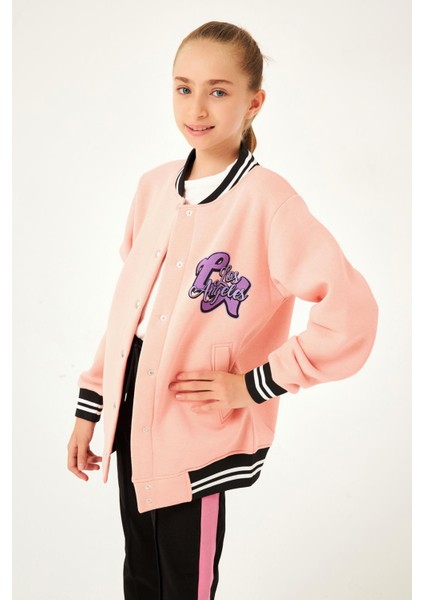 1992 Baskı Detaylı Kız Çocuk Kolej Ceket Yavruağzı modelleri