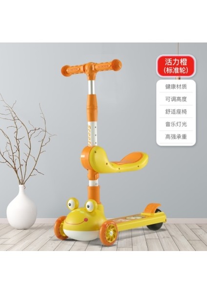 Çocuk Scooter 2'si 1 Arada Scooter Tek Düğme Katlanır Flaş Tekerlek Çocuk Yo-Yo (Yurt Dışından)