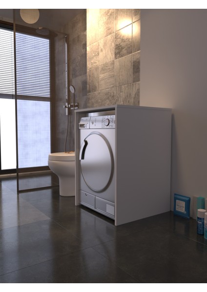 Beyaz Çamaşır Kurutma Makinası Dolabı